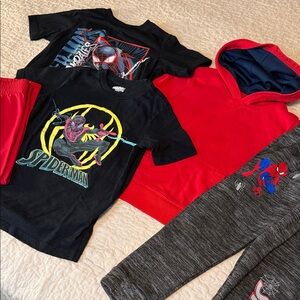 Marvel Kids Spider-Man Graphic Tees & Red Hoodie Set
